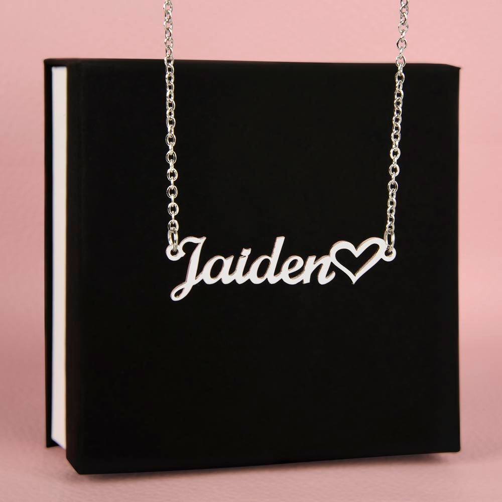 Heart Name Script Necklace