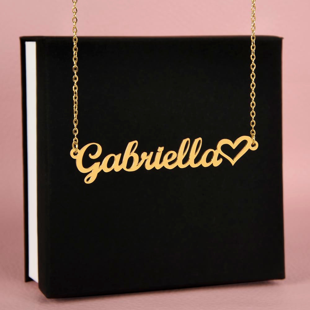 Heart Name Script Necklace