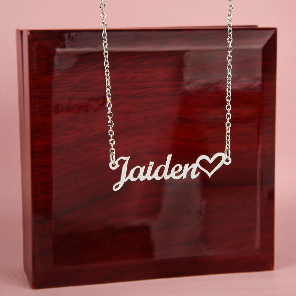 Heart Name Script Necklace