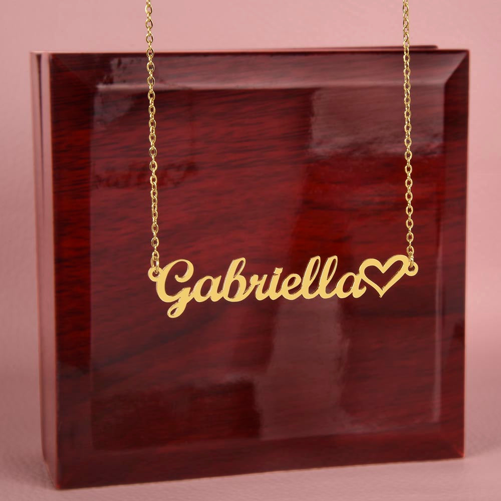 Heart Name Script Necklace