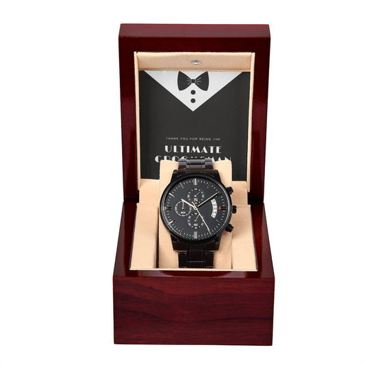 Ultimate Groomsman Black Chronograph Watch