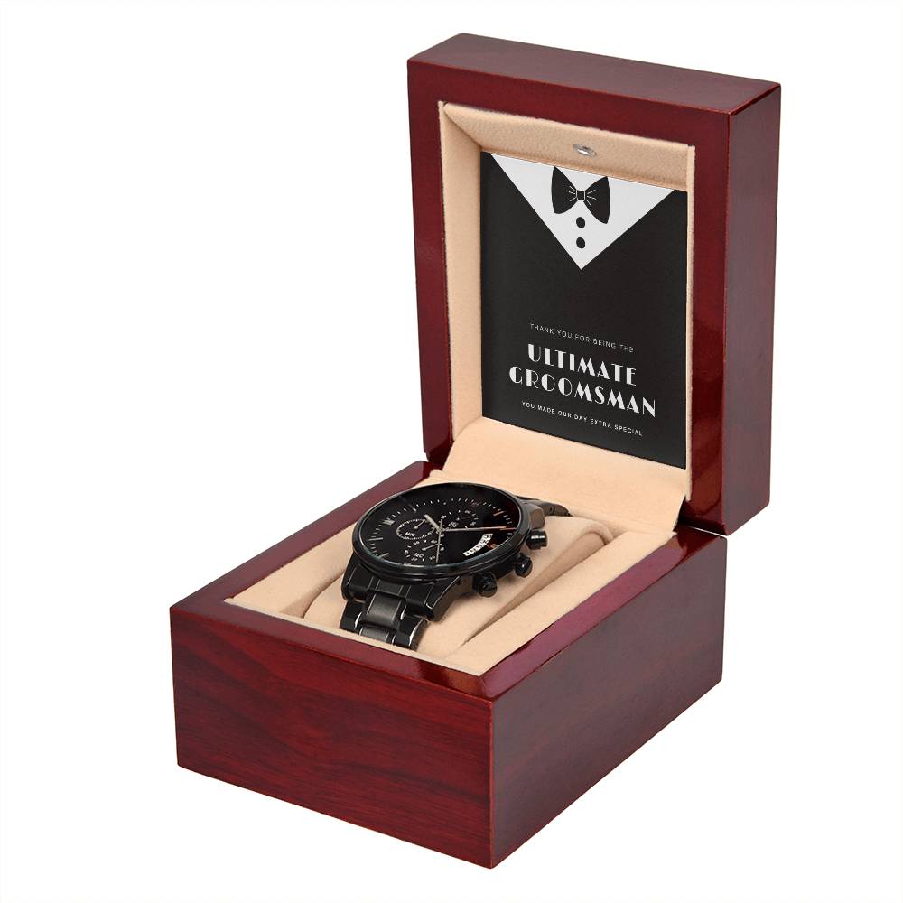 Ultimate Groomsman Black Chronograph Watch