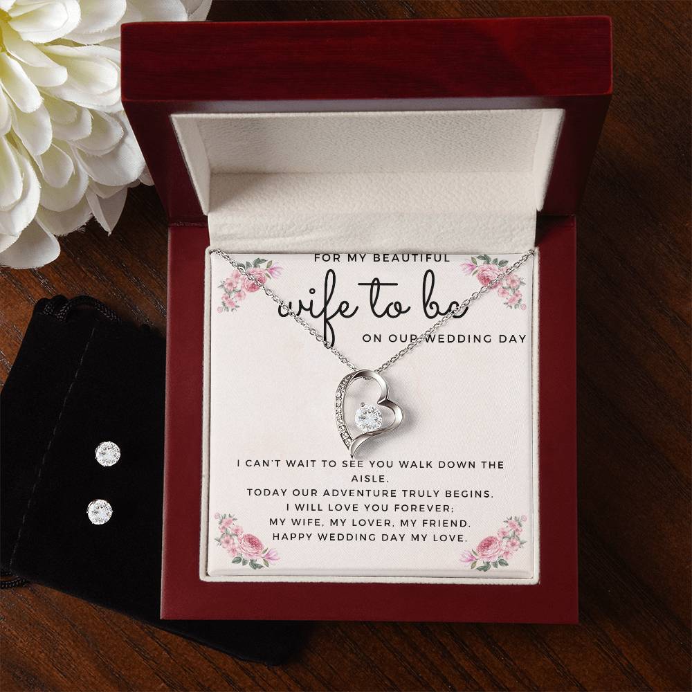 Wife to Be Forever Love Jewelry Set | Bride Wedding Day Gift from Groom