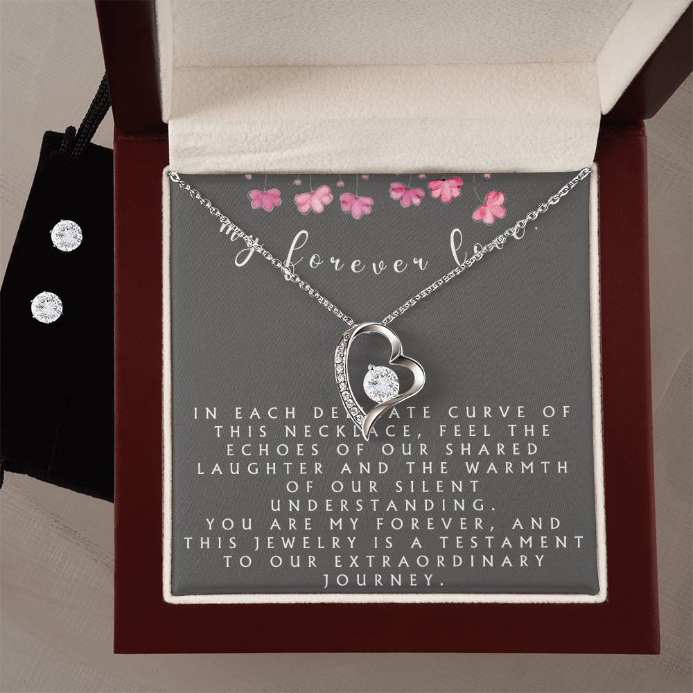 My Forever Love Necklace & Earrings Set | 14k White Gold Finish