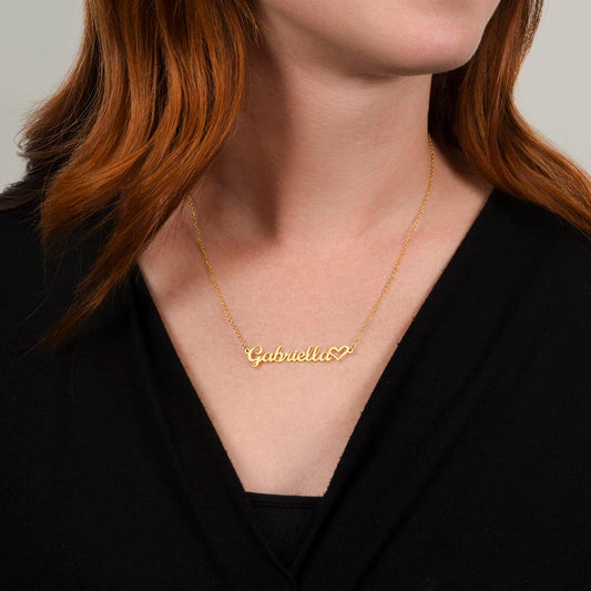 Heart Name Script Necklace