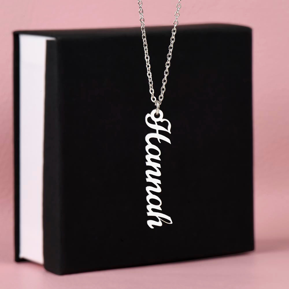 Delicate Vertical Custom Name Script Necklace