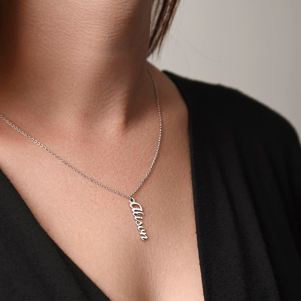 Delicate Vertical Custom Name Script Necklace