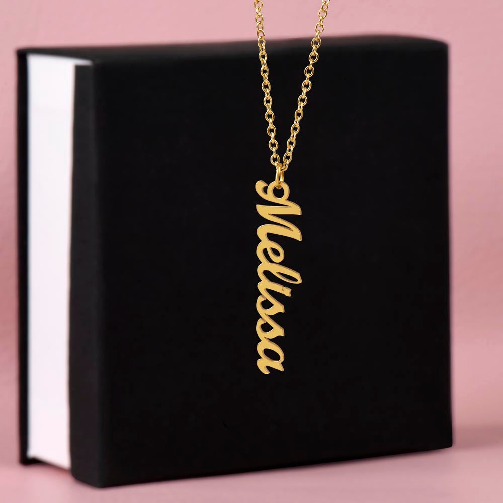 Delicate Vertical Custom Name Script Necklace