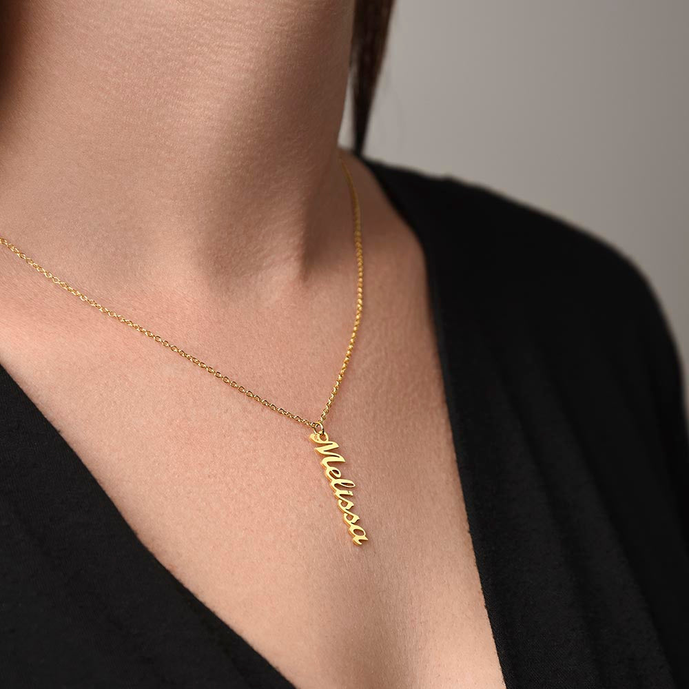 Delicate Vertical Custom Name Script Necklace