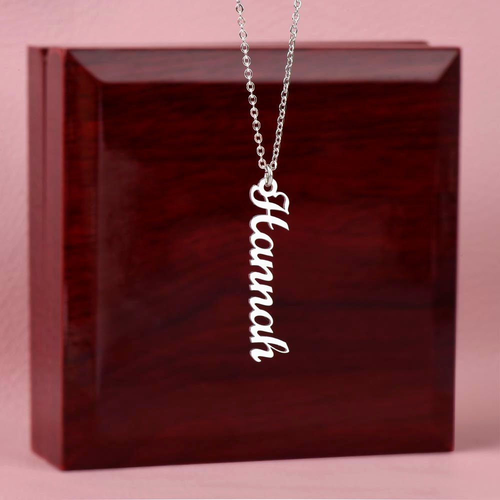 Delicate Vertical Custom Name Script Necklace