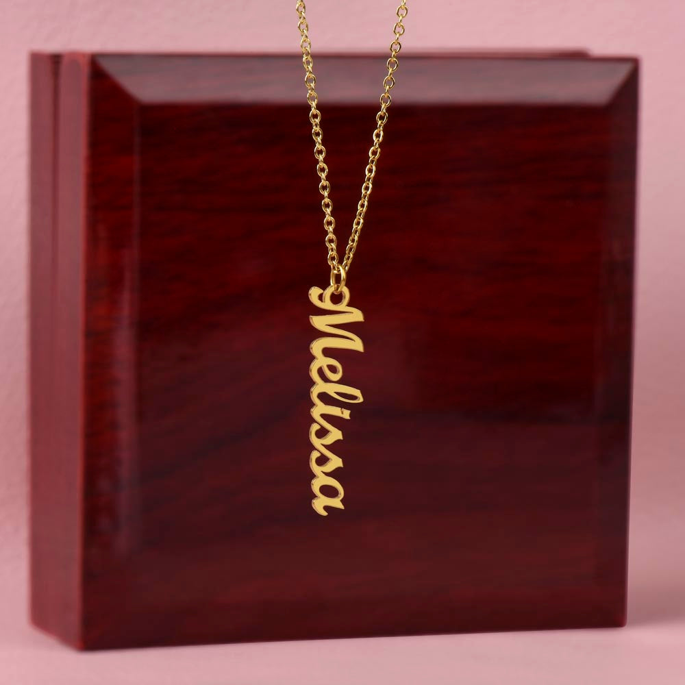 Delicate Vertical Custom Name Script Necklace