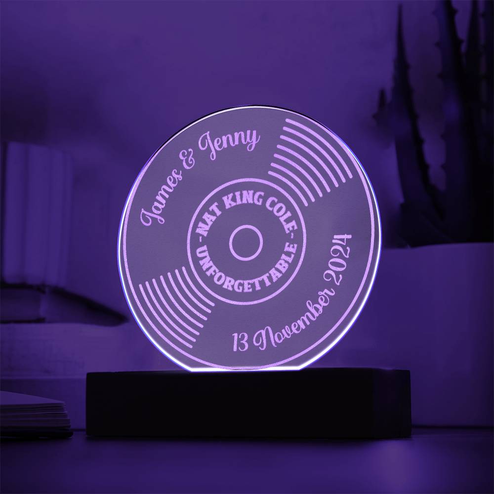 Your Custom Song LED Vinyl Acrylic Plaque