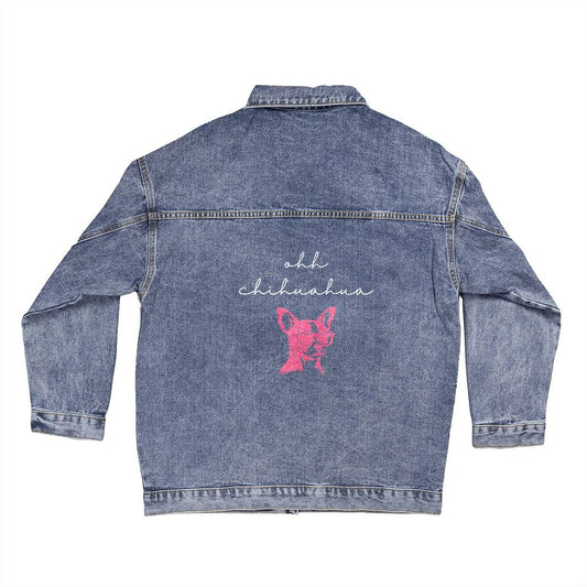 Ohhh Chihuahua Women's Oversized Denim Jacket