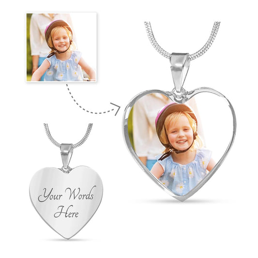 Engraved Heart Photo Necklace